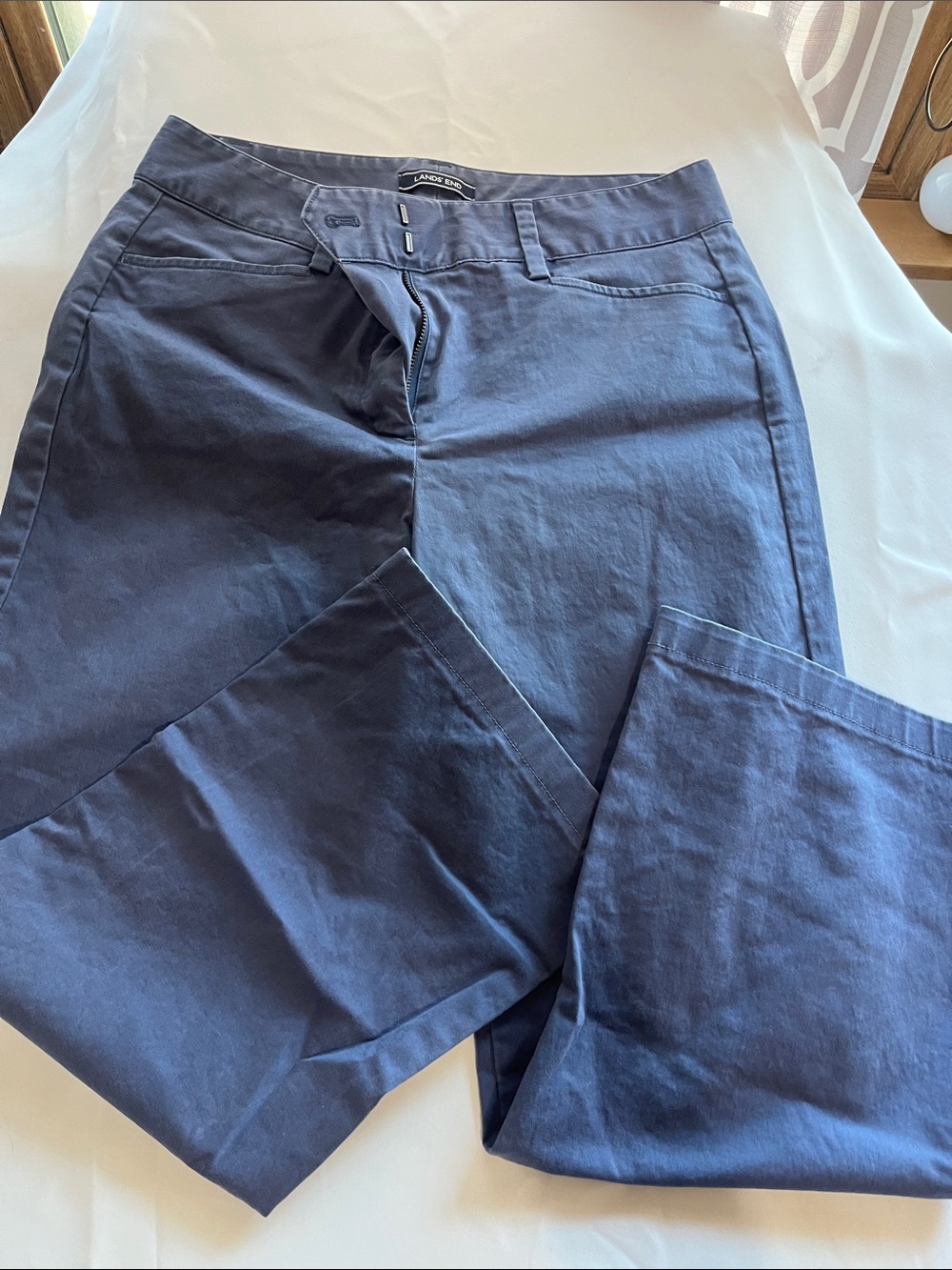 Lands' End Dark Navy Straight-Leg Pants inseam 27